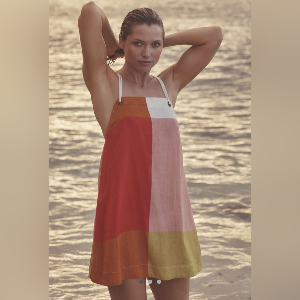 NWT Anthropologie Celandine Color Block Mini Shift Sundress Size XXS Grommet - Picture 2 of 9